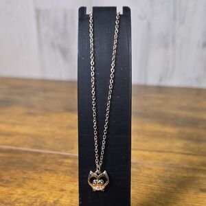 gold toned owl pendant necklace